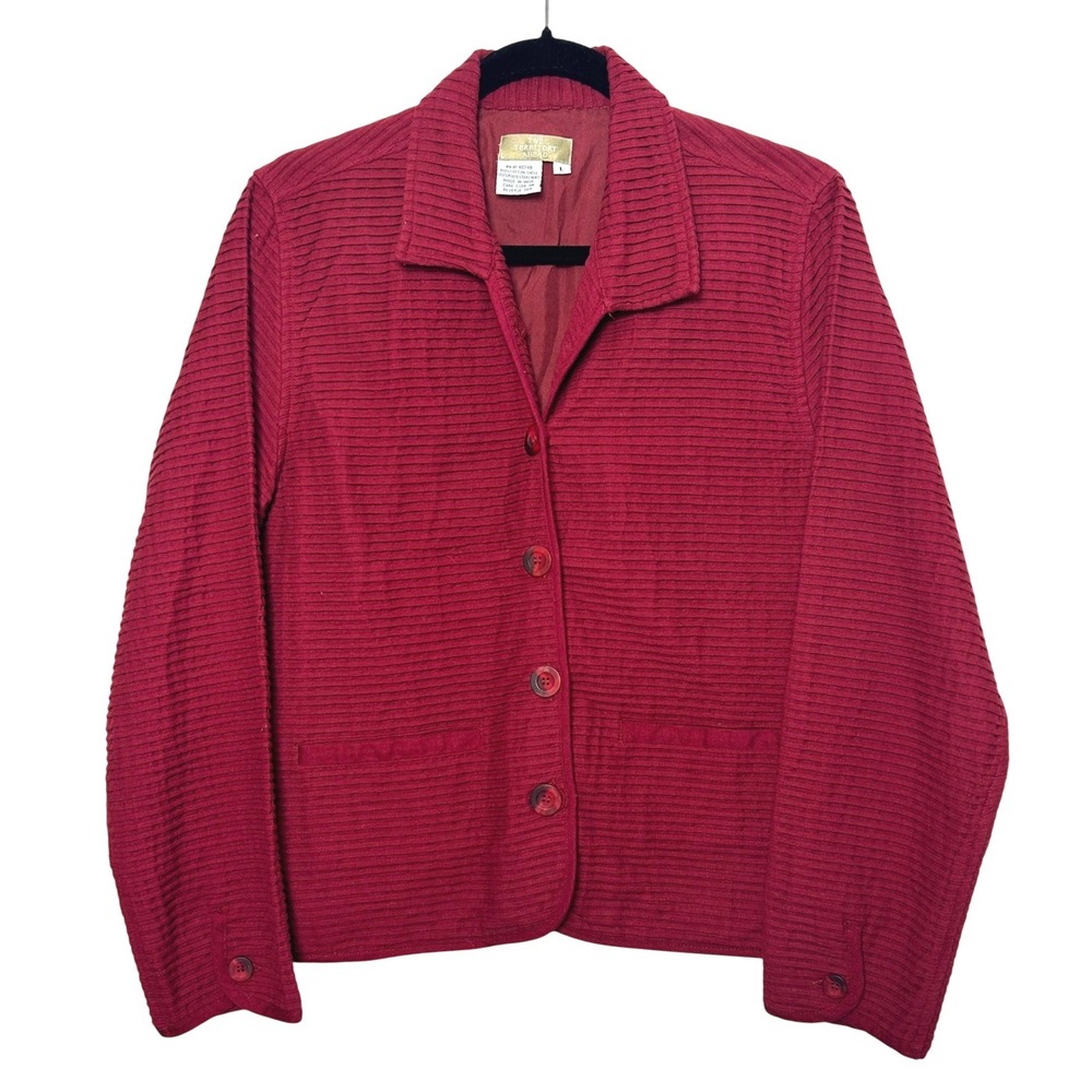 Vintage The Territory Ahead‎ jacket Women's L Red Textured 100% cotton natural